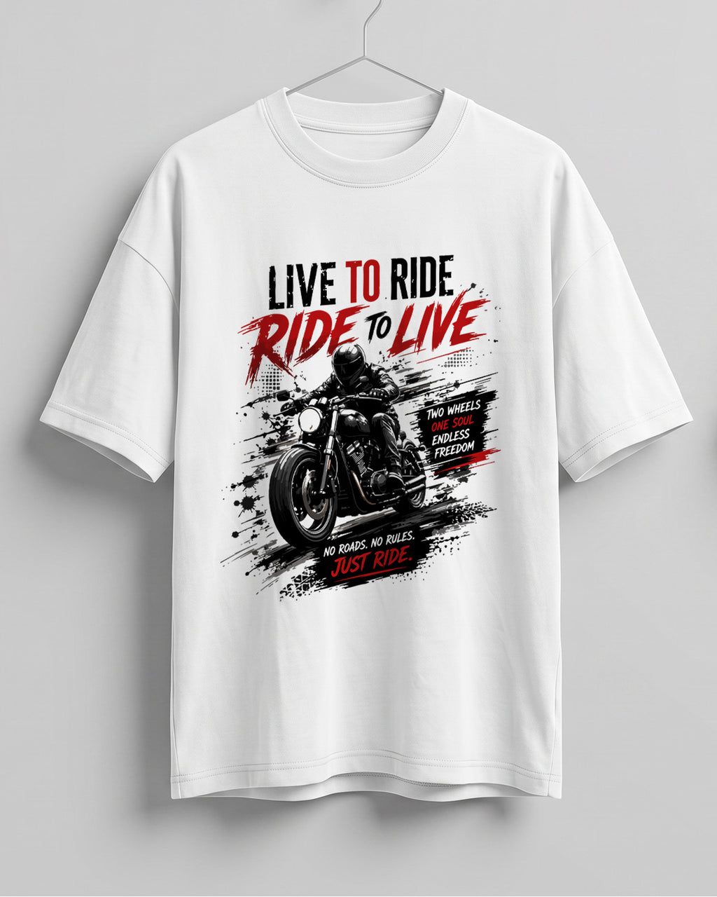 Live to ride motorcycle graphic biker oversized t-shirt