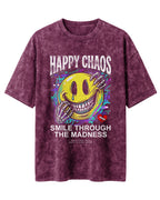 Happy Chaos Acid Washed Oversized T-Shirt