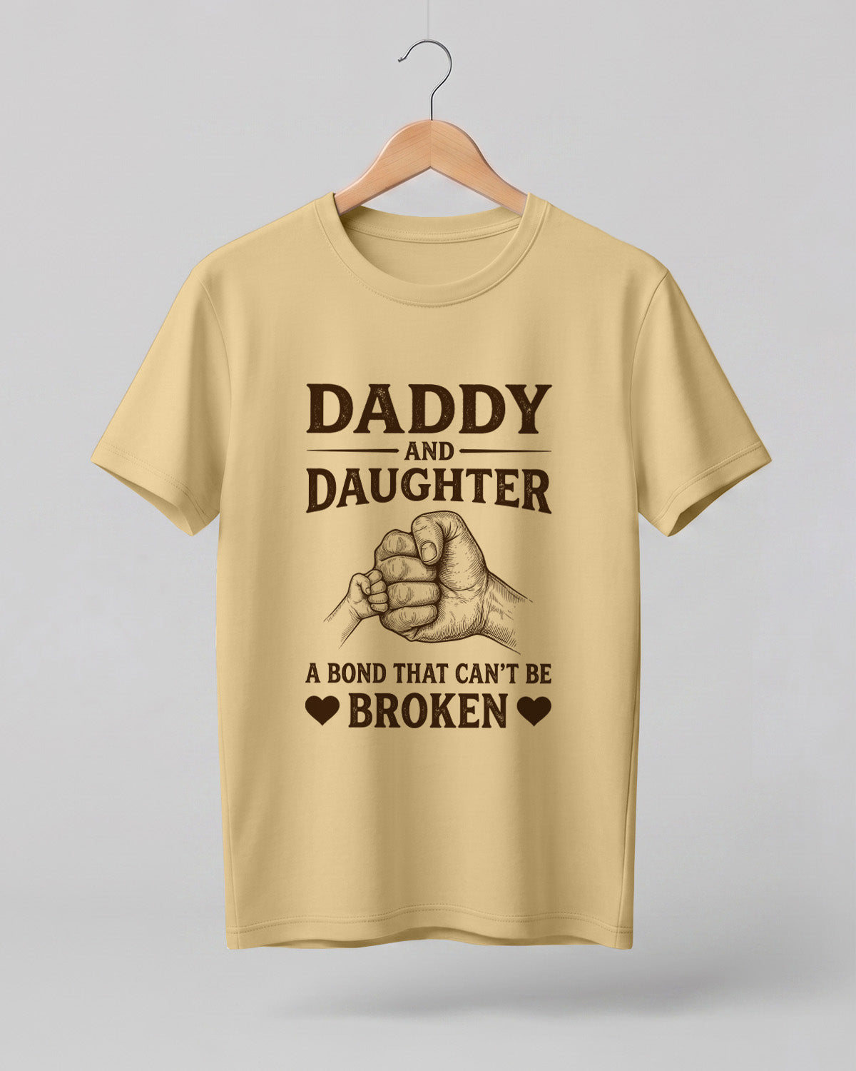Xenovaurban graphic half sleeve T-shirt featuring father and daughter hand illustration and “A Bond That Can't Be Broken” typography.