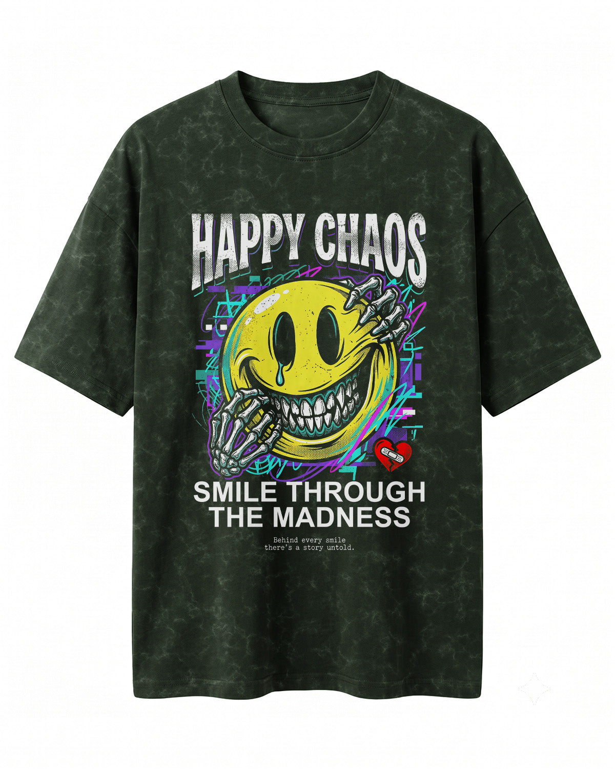 Happy Chaos Acid Washed Oversized T-Shirt