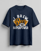 Xenovaurban oversized T-shirt featuring Beer What's Your Superpower typography and illustrated beer glasses