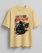 Live to ride motorcycle graphic biker oversized t-shirt
