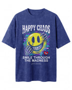 Happy Chaos Acid Washed Oversized T-Shirt