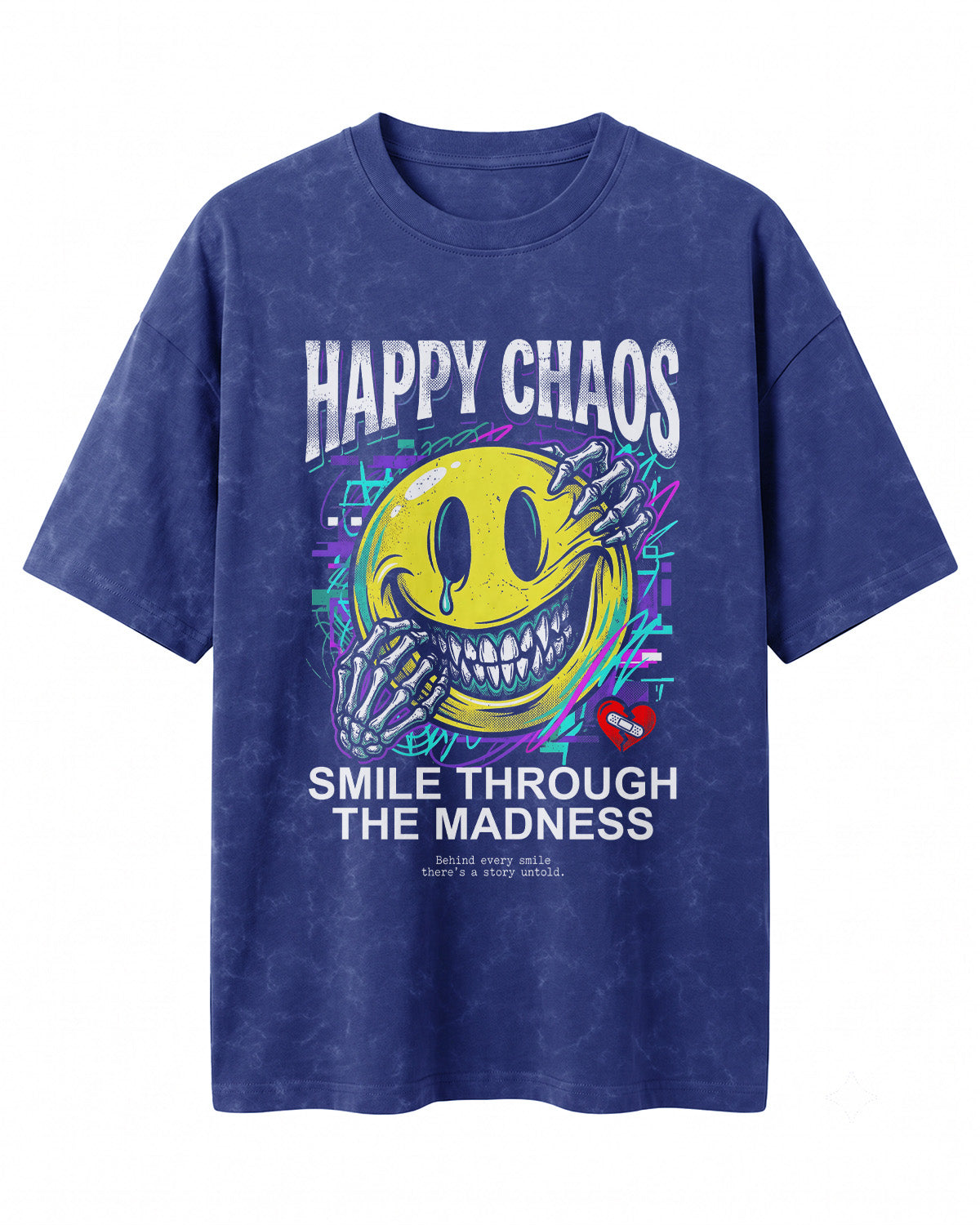 Happy Chaos Acid Washed Oversized T-Shirt