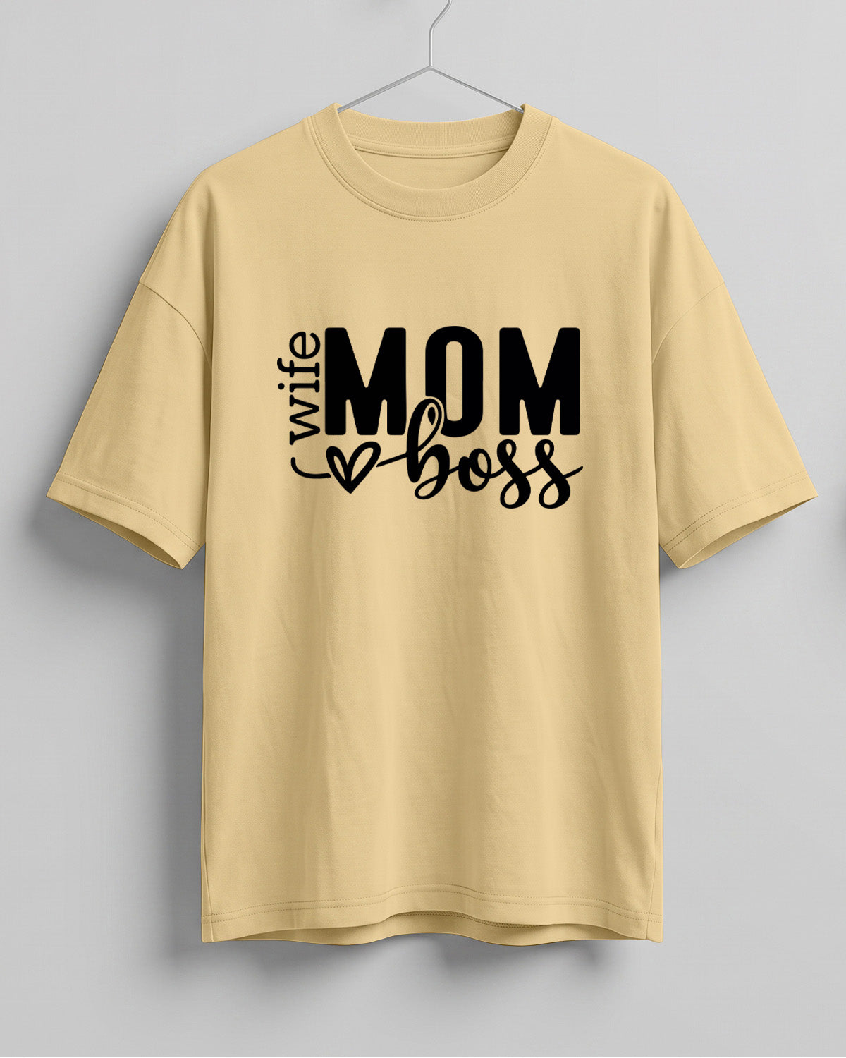 Xenovaurban oversized graphic T-shirt featuring Mom Wife Boss typography with a heart detail