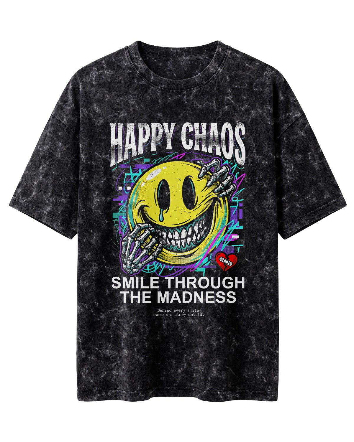 Happy Chaos Acid Washed Oversized T-Shirt