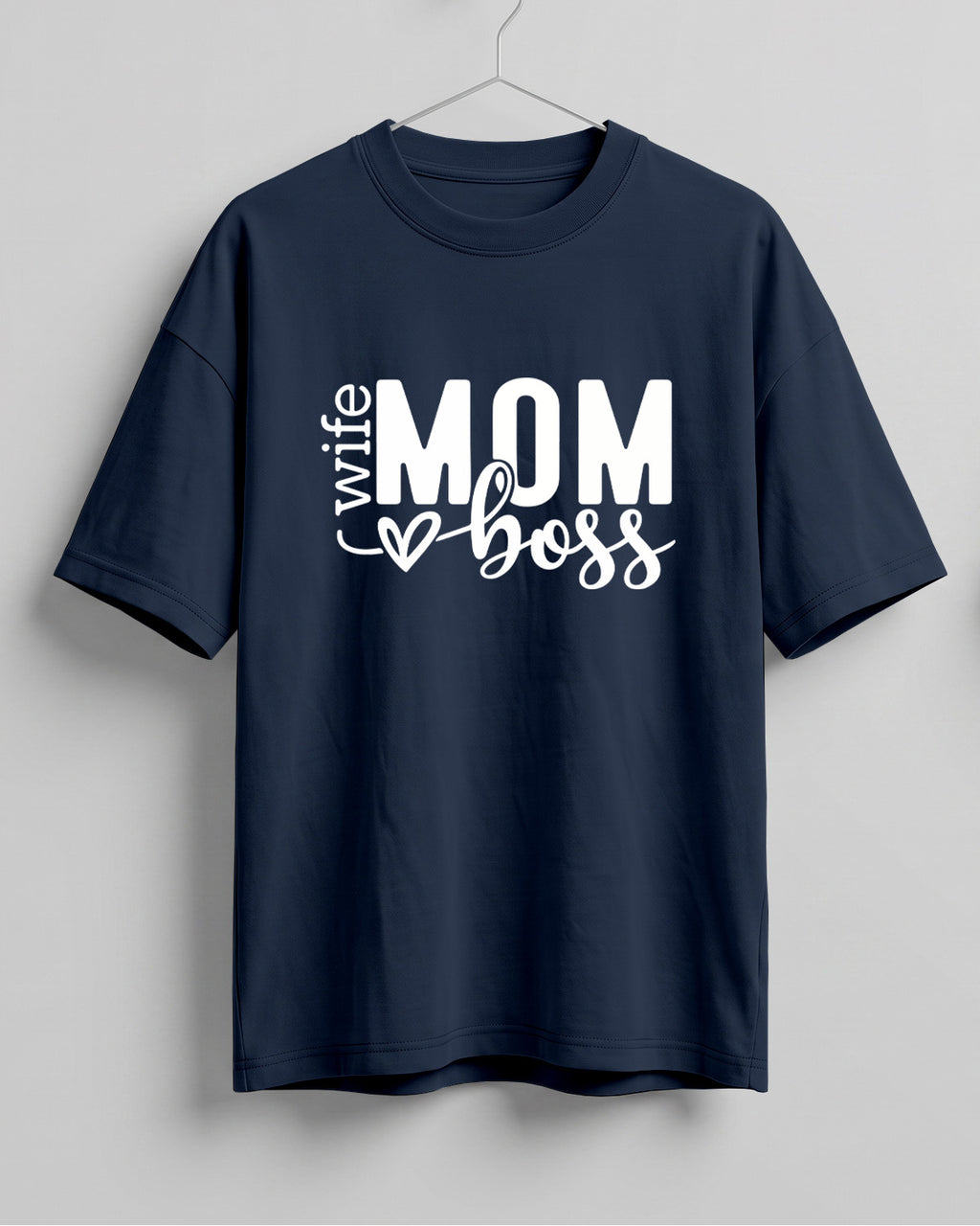 Xenovaurban oversized graphic T-shirt featuring Mom Wife Boss typography with a heart detail