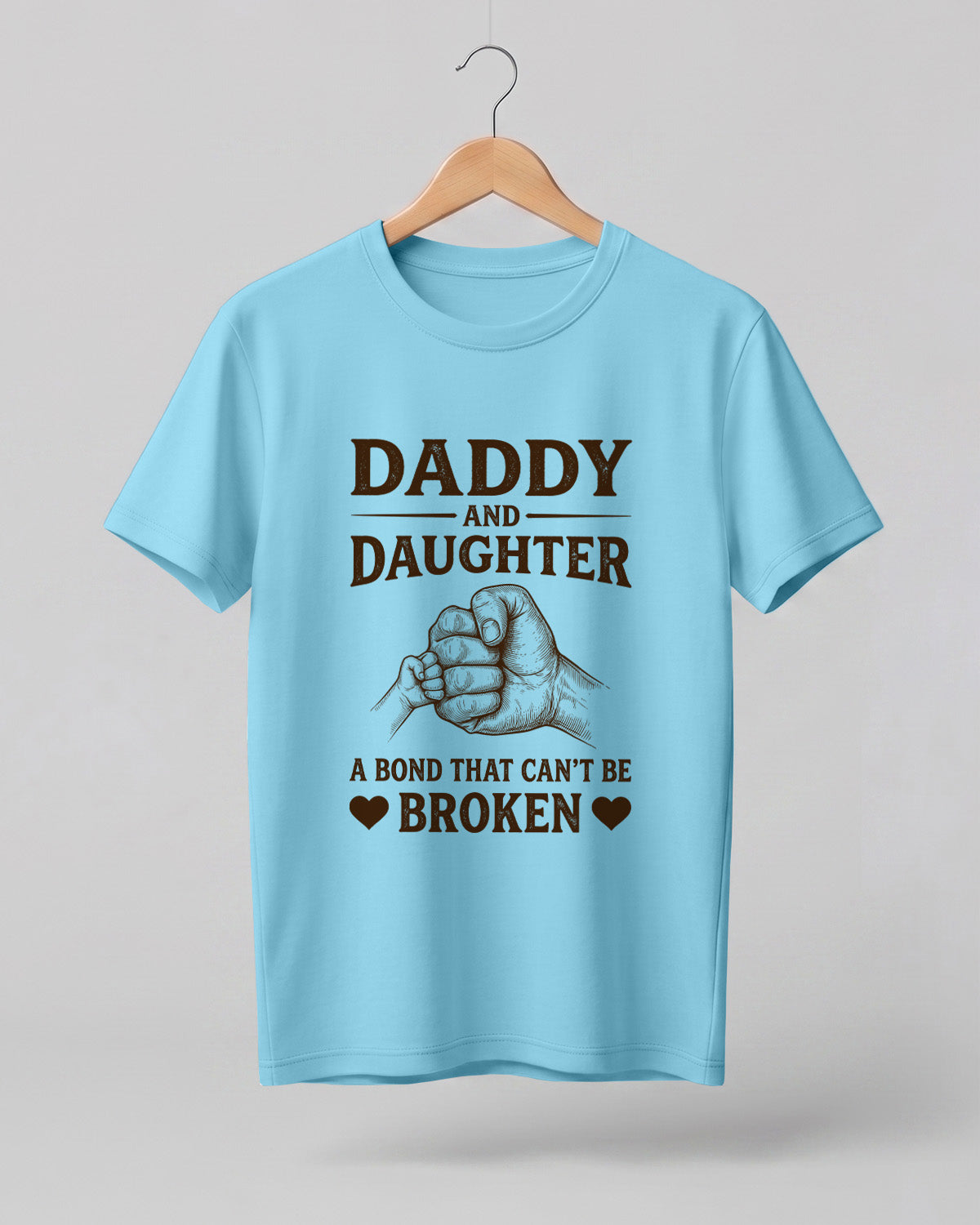 Xenovaurban graphic half sleeve T-shirt featuring father and daughter hand illustration and “A Bond That Can't Be Broken” typography.