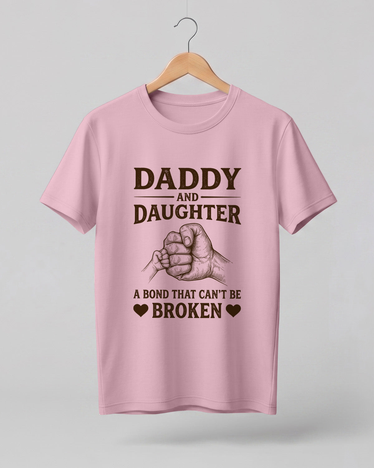 Xenovaurban graphic half sleeve T-shirt featuring father and daughter hand illustration and “A Bond That Can't Be Broken” typography.