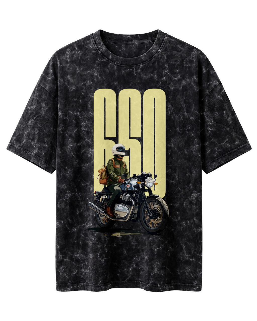 Xenovaurban 650 motorcycle rider graphic half sleeve T-shirt featuring a vintage motorcycle illustration and bold typography
