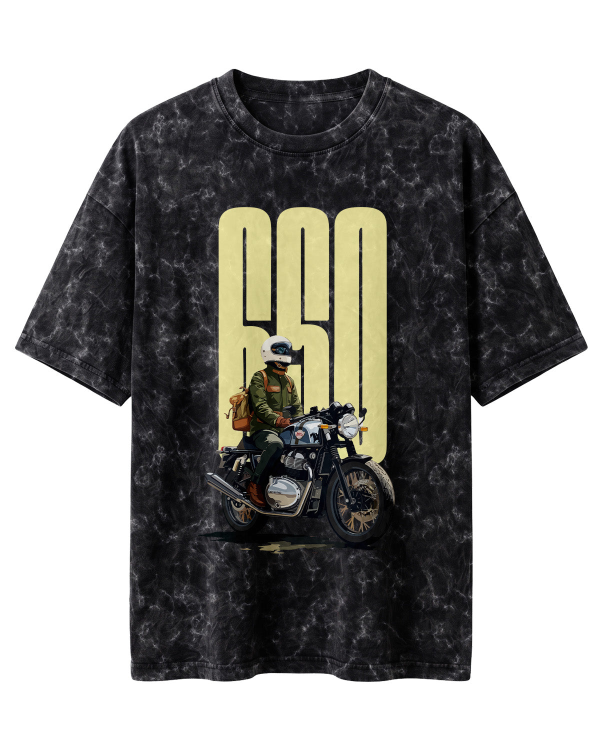 Xenovaurban 650 motorcycle rider graphic half sleeve T-shirt featuring a vintage motorcycle illustration and bold typography