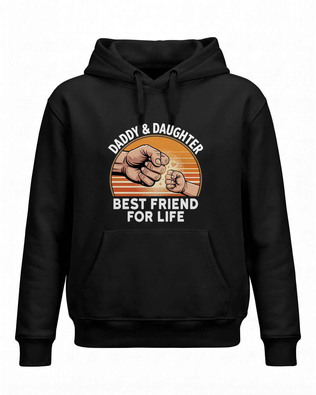 Xenovaurban graphic hoodie featuring father and daughter hand illustration and “Daddy and Daughter Best Friend for Life” typography.