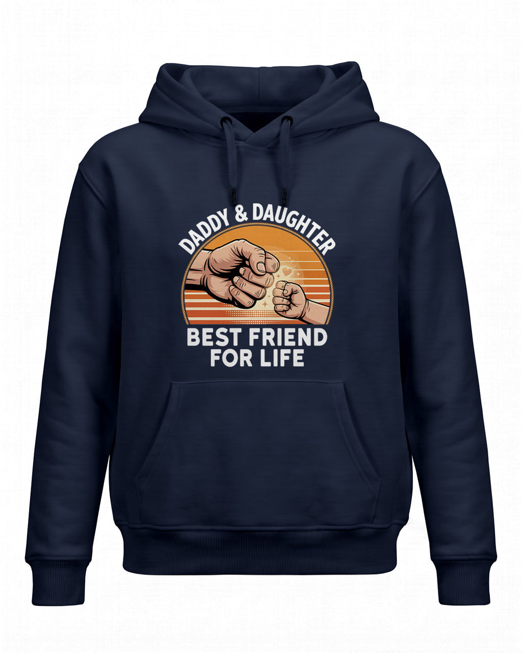 Xenovaurban graphic hoodie featuring father and daughter hand illustration and “Daddy and Daughter Best Friend for Life” typography.