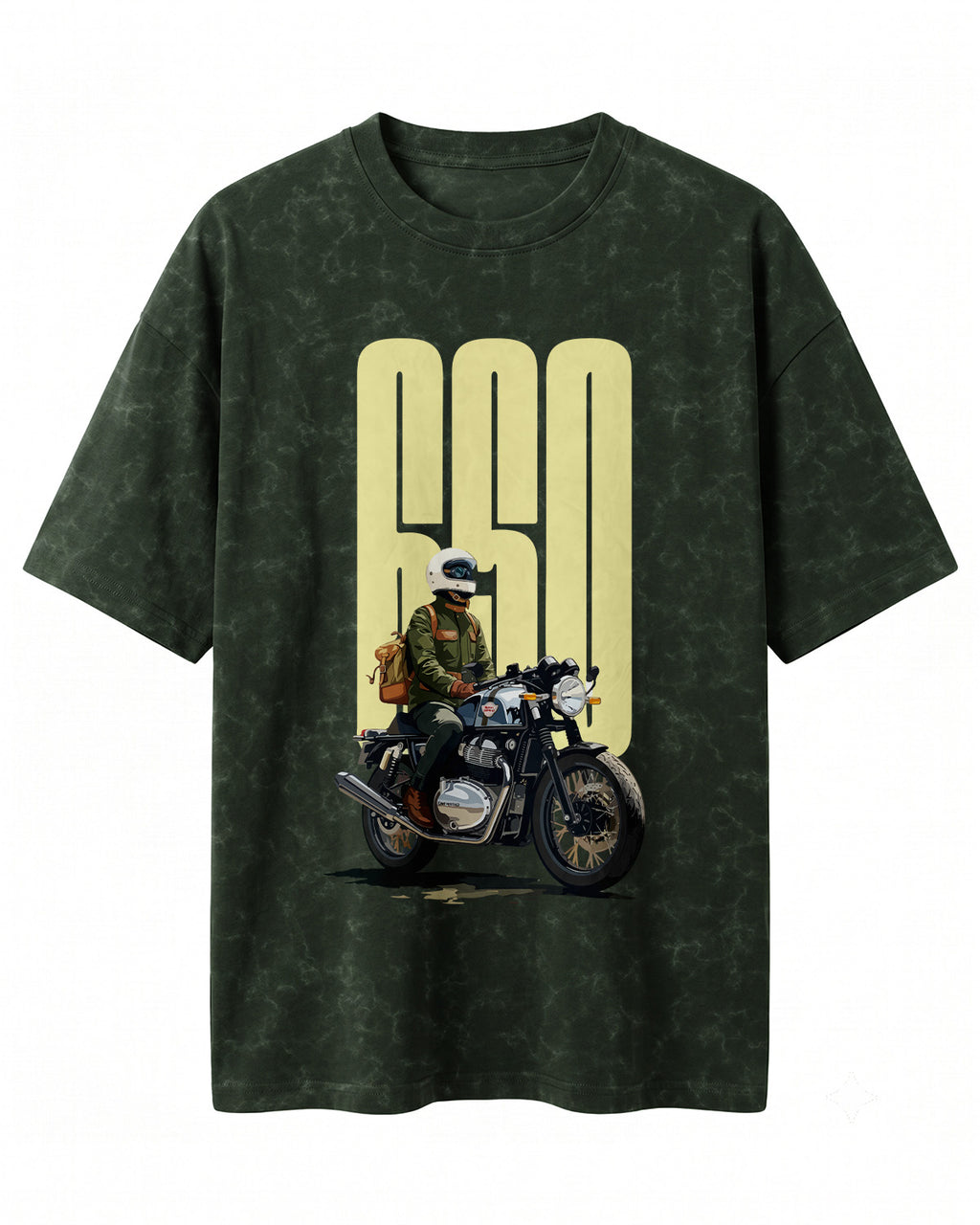 Xenovaurban 650 motorcycle rider graphic half sleeve T-shirt featuring a vintage motorcycle illustration and bold typography