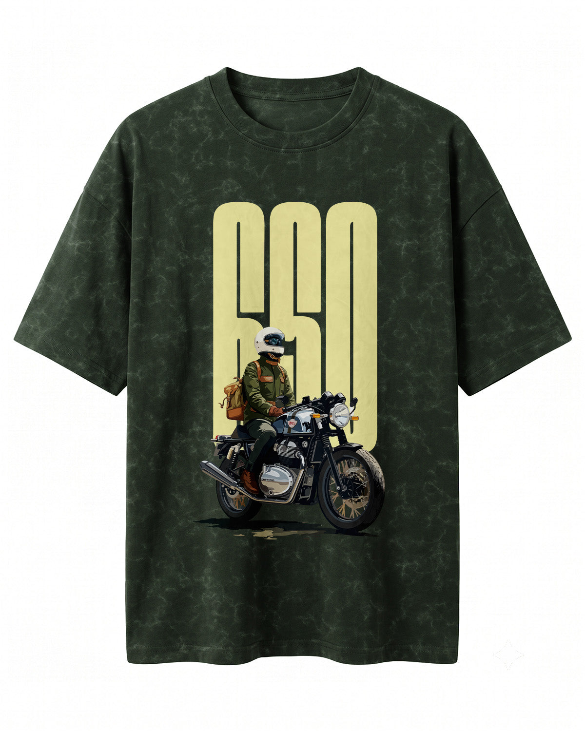 Xenovaurban 650 motorcycle rider graphic half sleeve T-shirt featuring a vintage motorcycle illustration and bold typography