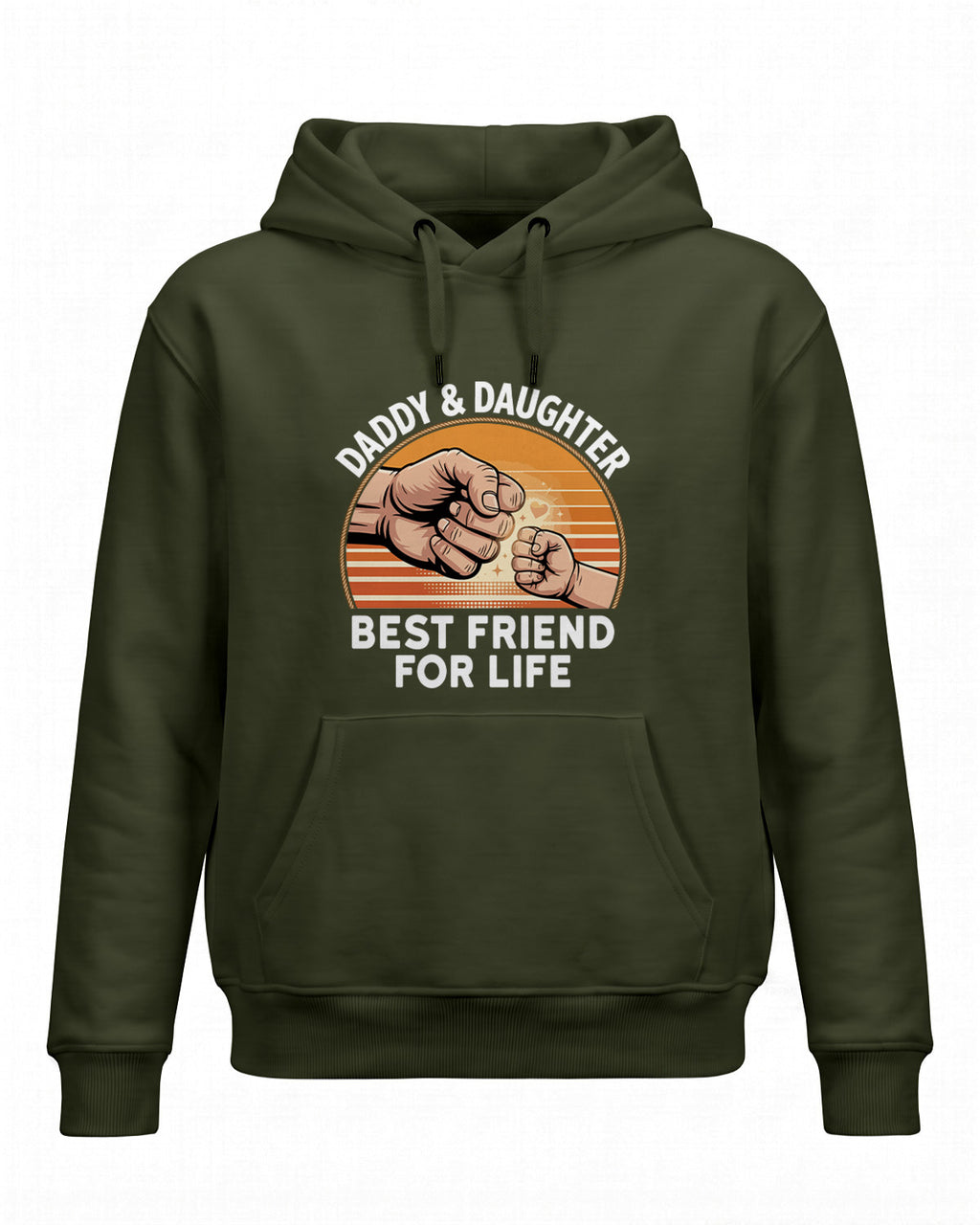 Xenovaurban graphic hoodie featuring father and daughter hand illustration and “Daddy and Daughter Best Friend for Life” typography.