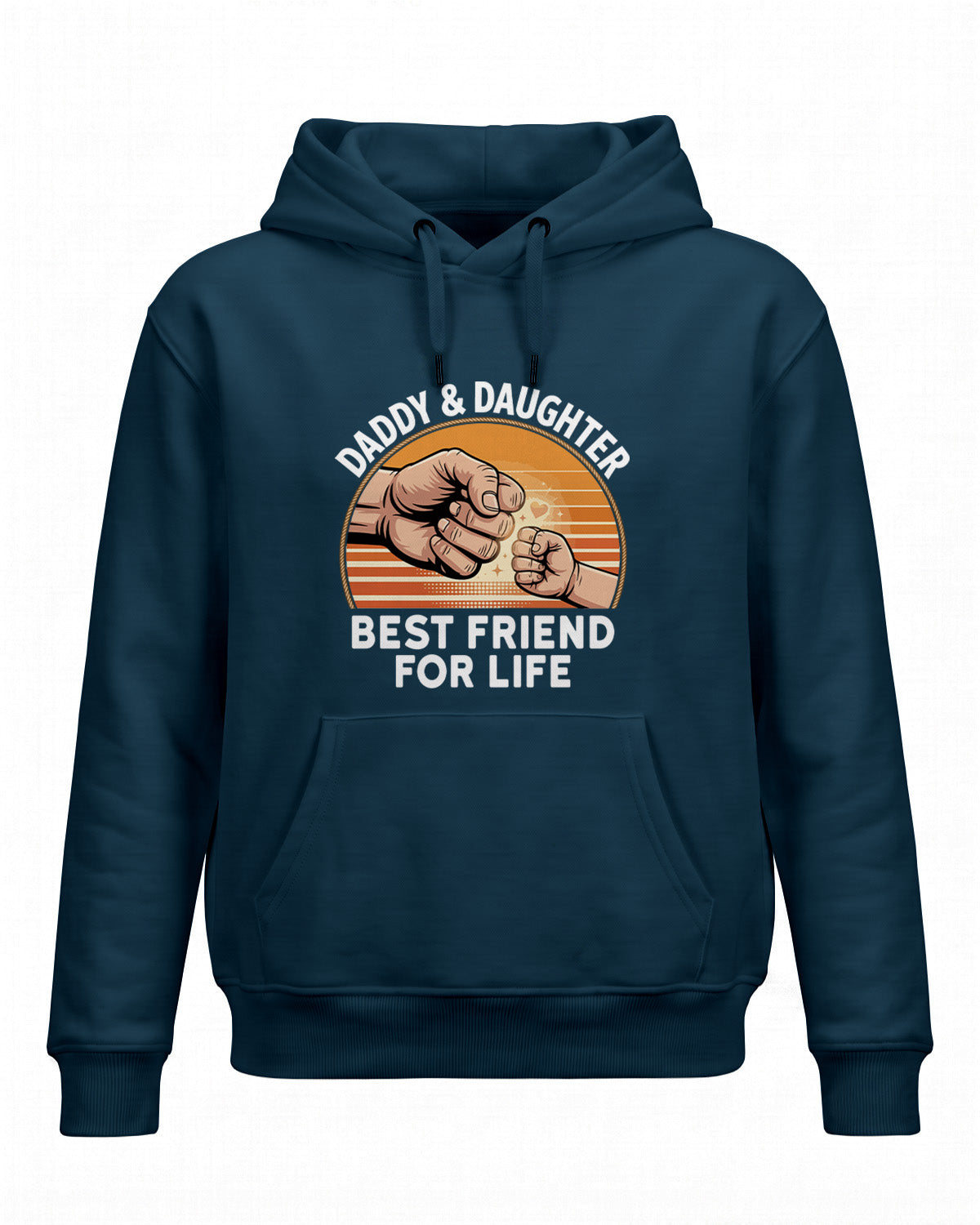 Xenovaurban graphic hoodie featuring father and daughter hand illustration and “Daddy and Daughter Best Friend for Life” typography.