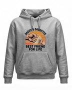 Xenovaurban graphic hoodie featuring father and daughter hand illustration and “Daddy and Daughter Best Friend for Life” typography.