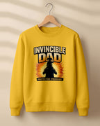 Xenovaurban graphic sweatshirt featuring father and child illustration with “Invincible Dad” and “Protector • Provider” typography.