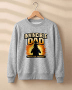 Xenovaurban graphic sweatshirt featuring father and child illustration with “Invincible Dad” and “Protector • Provider” typography.