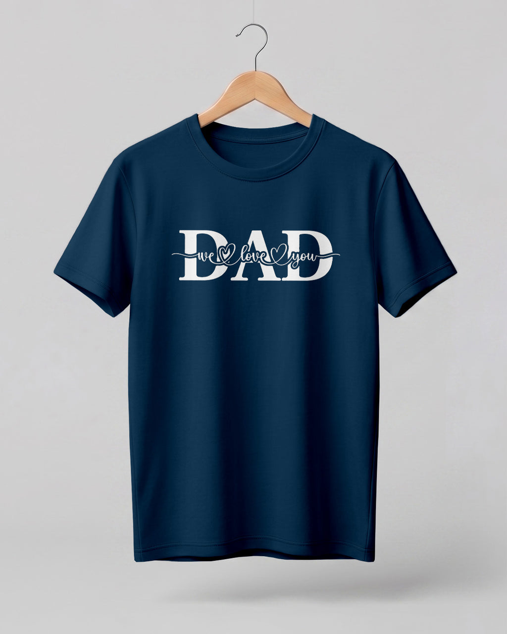Xenovaurban graphic half sleeve T-shirt featuring bold “DAD” typography and “We Love You” message with heart details.
