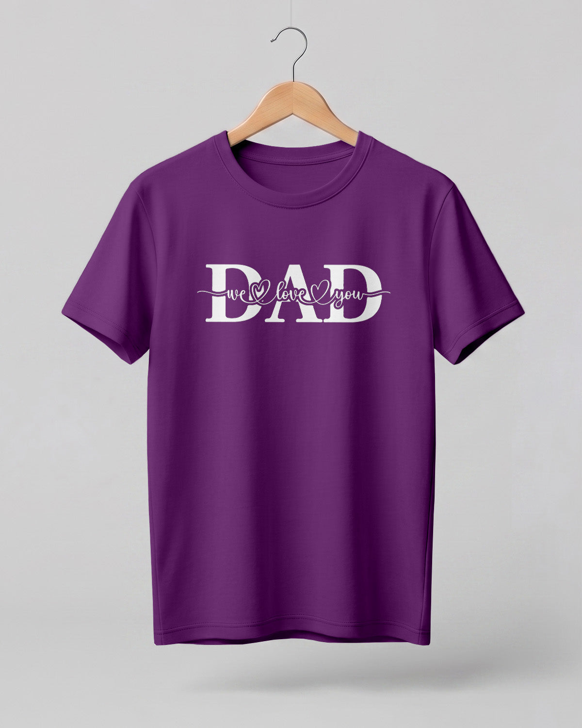 Xenovaurban graphic half sleeve T-shirt featuring bold “DAD” typography and “We Love You” message with heart details.