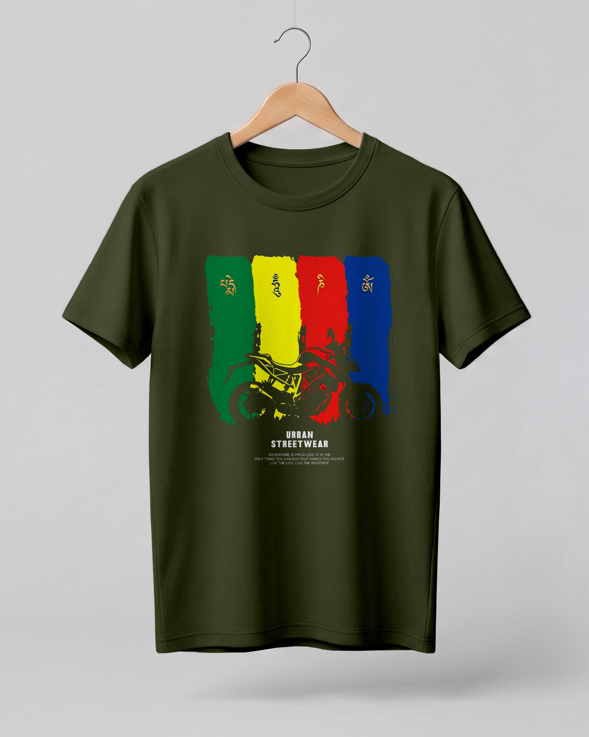 Retro Moto Colour Block Graphic T-Shirt for Men