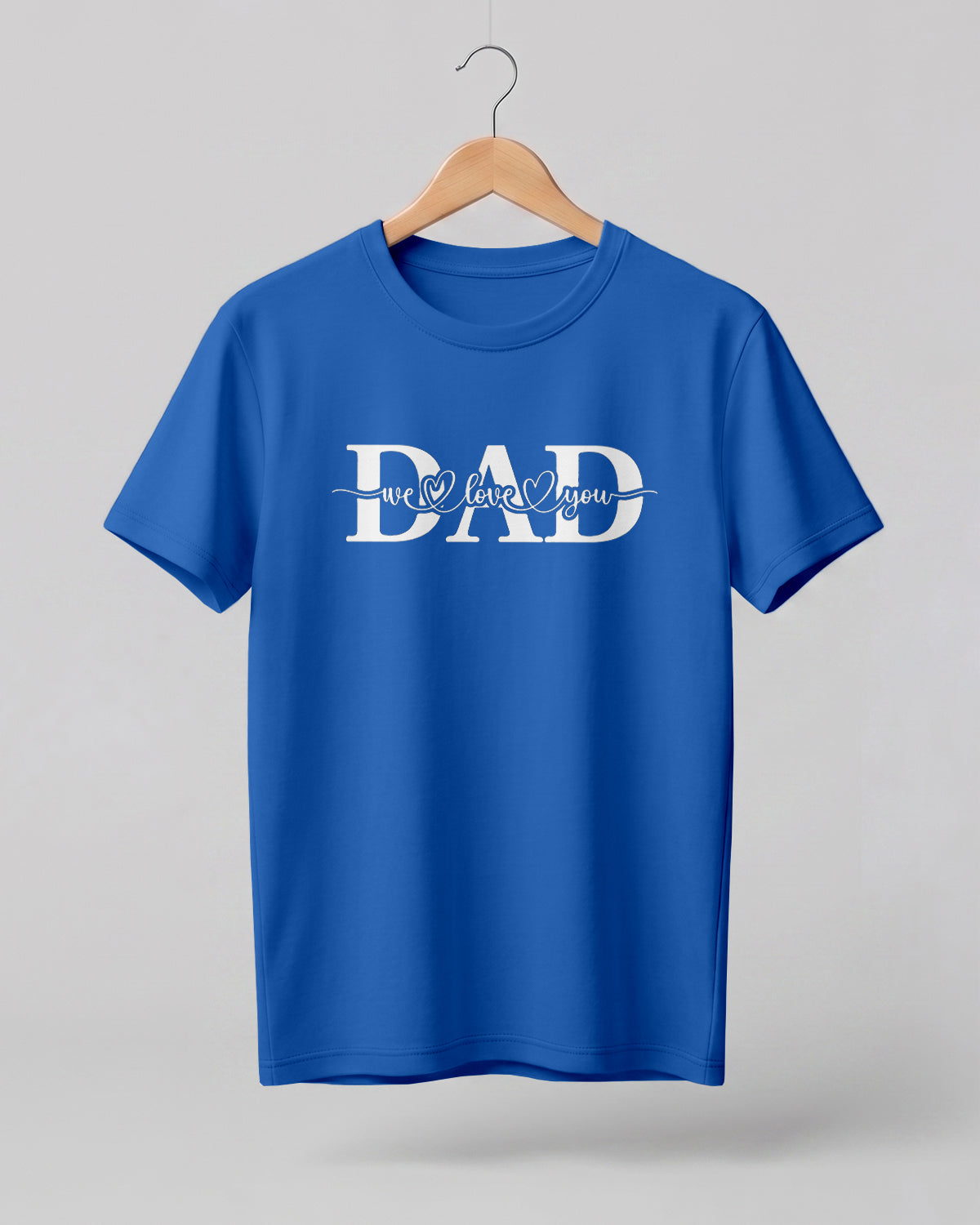 Xenovaurban graphic half sleeve T-shirt featuring bold “DAD” typography and “We Love You” message with heart details.
