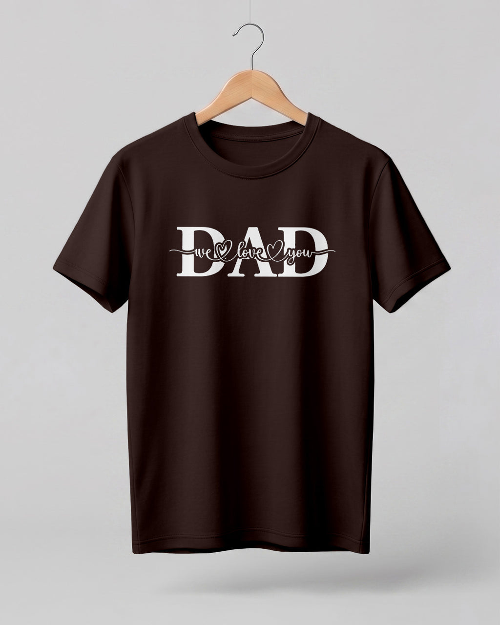 Xenovaurban graphic half sleeve T-shirt featuring bold “DAD” typography and “We Love You” message with heart details.