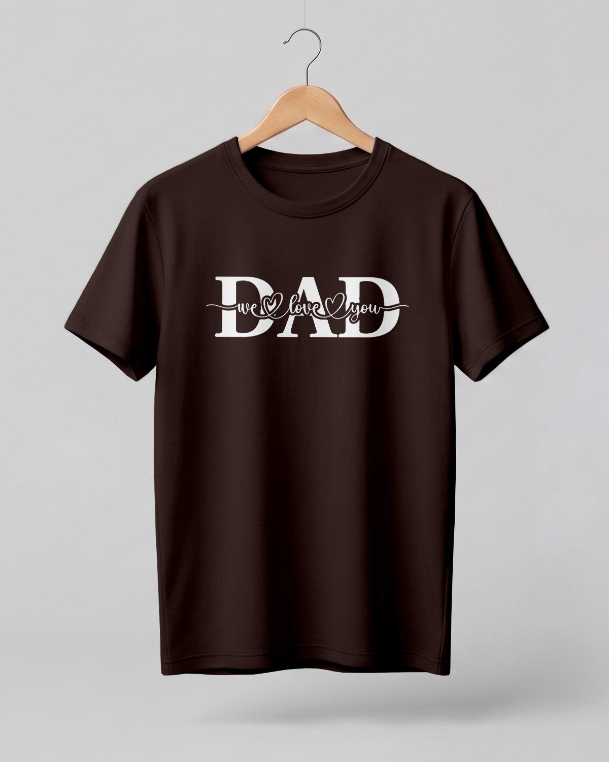 Xenovaurban graphic half sleeve T-shirt featuring bold “DAD” typography and “We Love You” message with heart details.