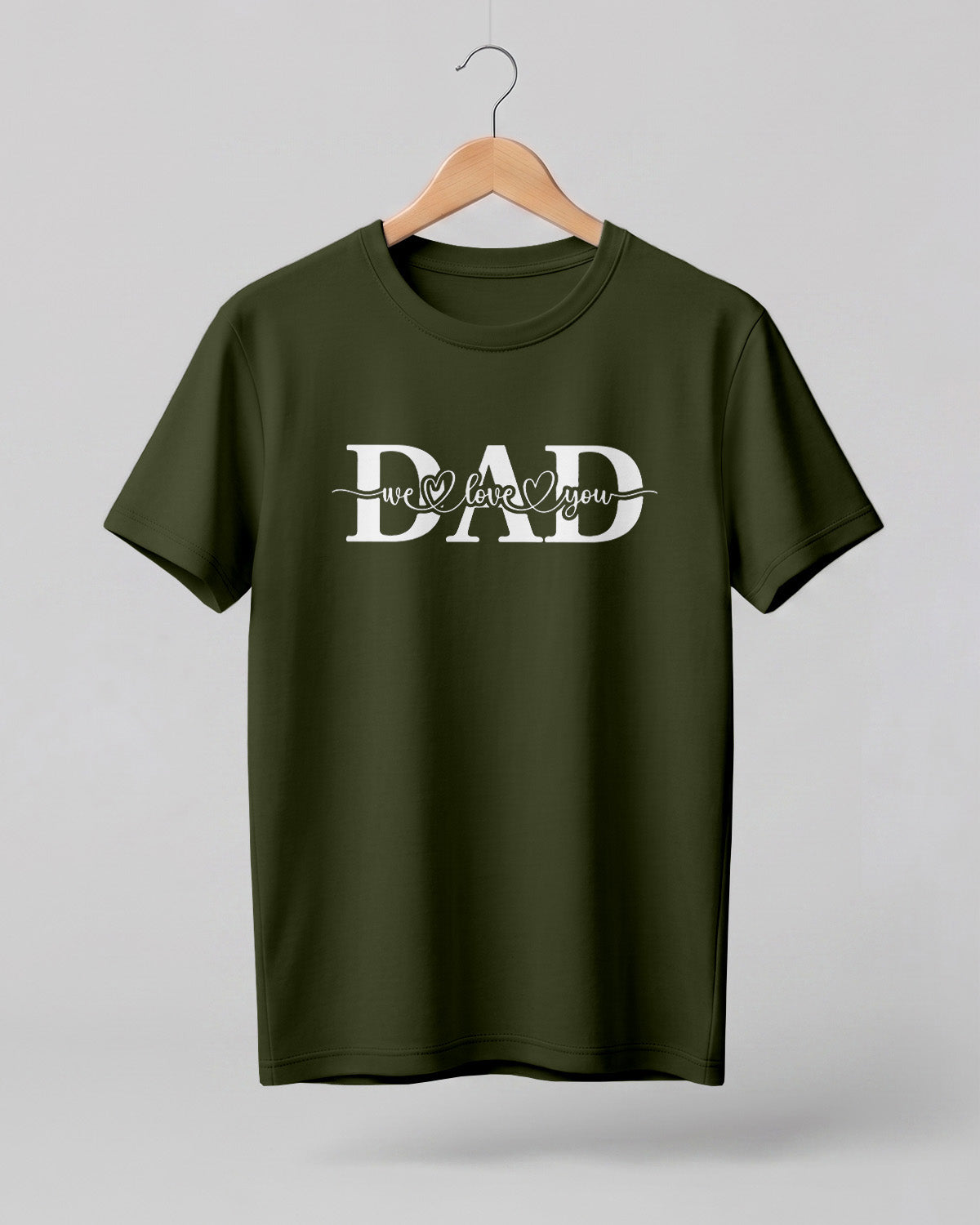 Xenovaurban graphic half sleeve T-shirt featuring bold “DAD” typography and “We Love You” message with heart details.