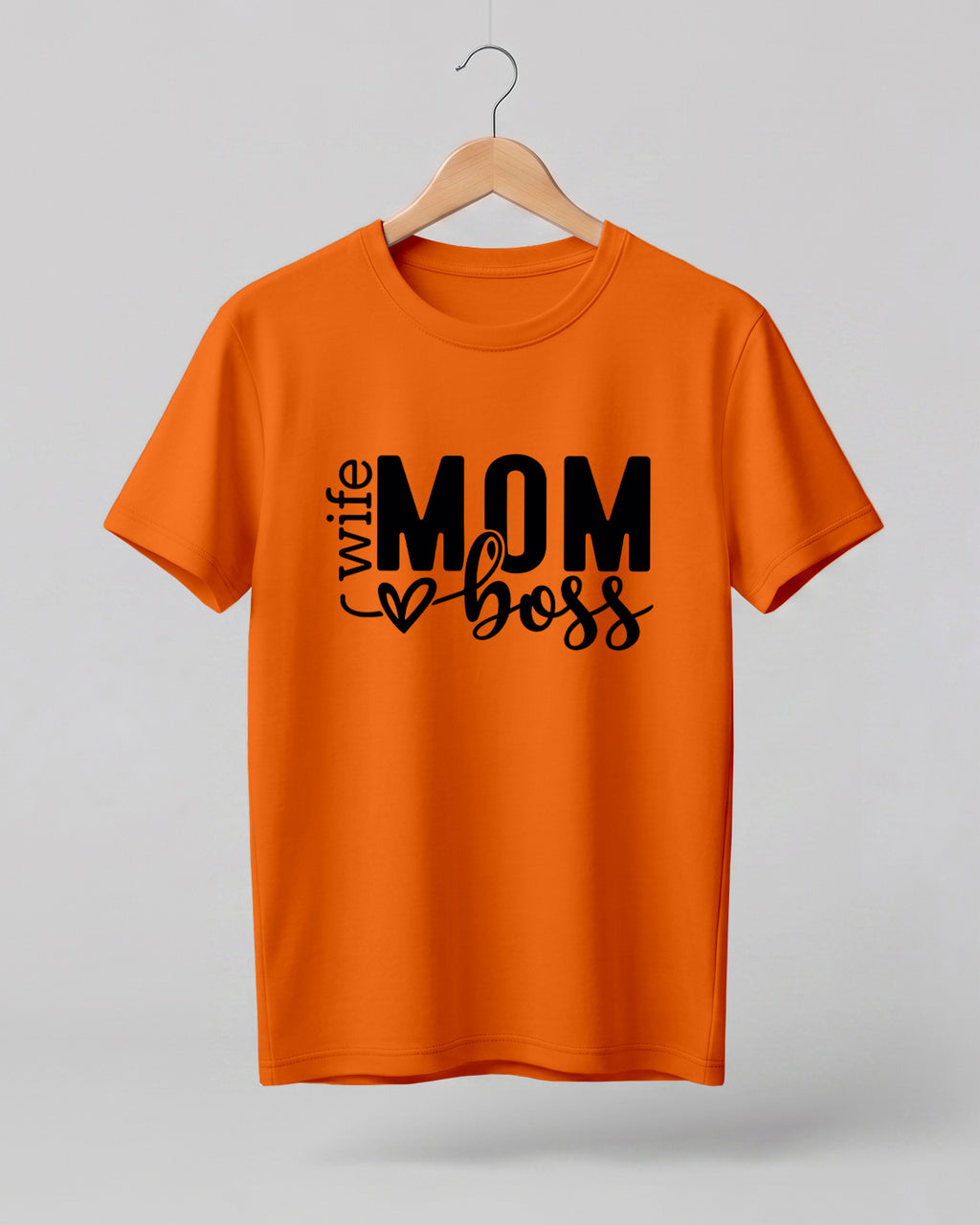 Wife Mom Boss typography graphic half sleeve t-shirt for women