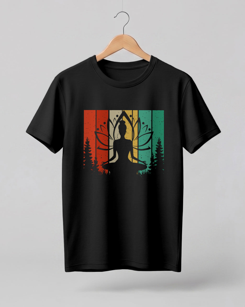 Lotus Sunset Meditation Cotton Half Sleeve T-Shirt