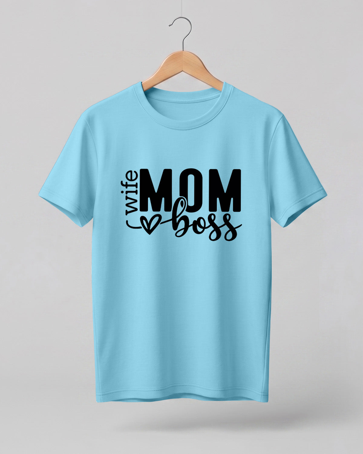 Wife Mom Boss typography graphic half sleeve t-shirt for women