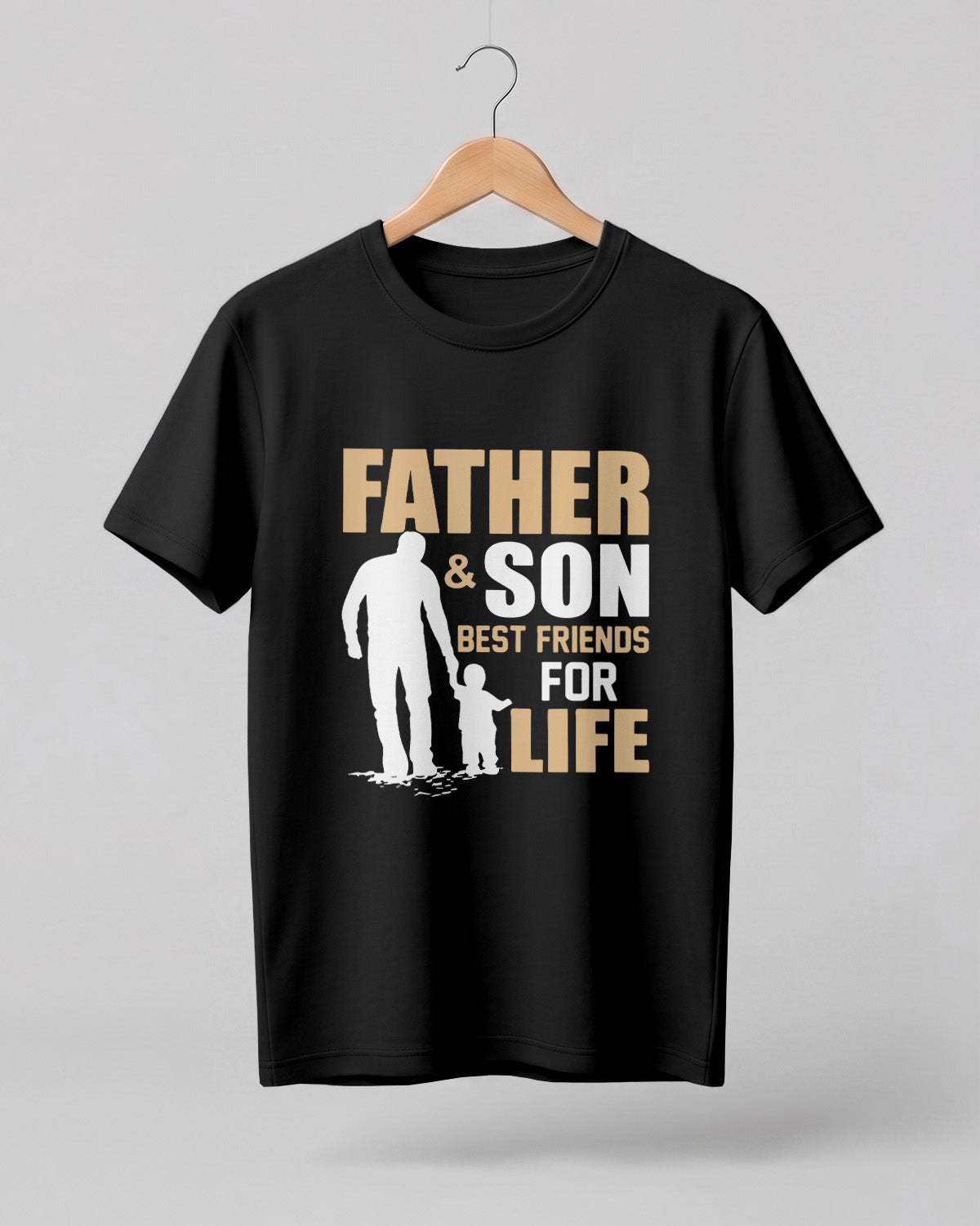 Xenovaurban graphic half sleeve T-shirt featuring father and son silhouette illustration and “Father and Son Best Friends for Life” typography.