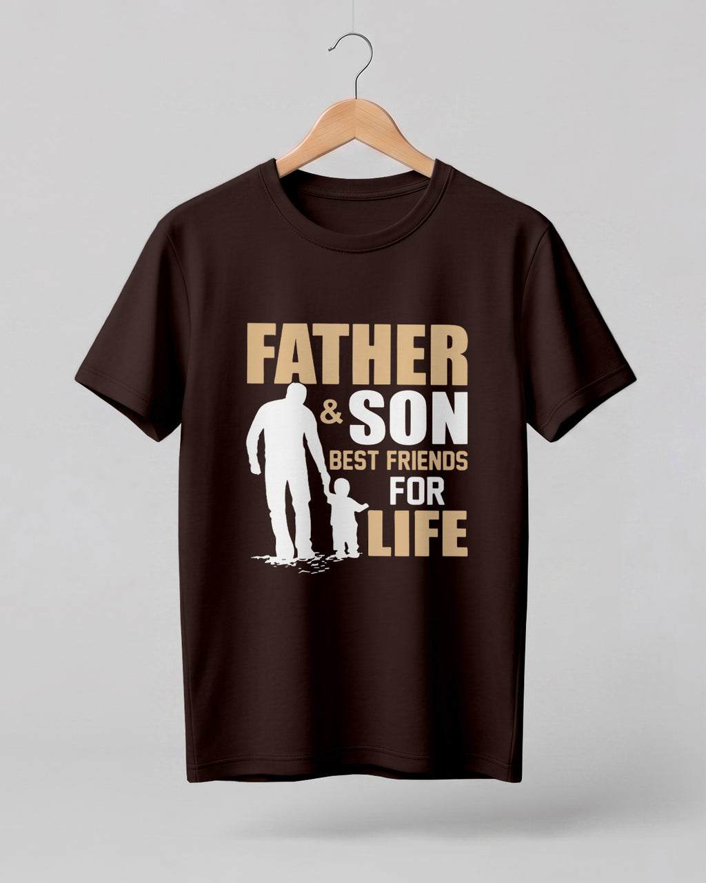 Xenovaurban graphic half sleeve T-shirt featuring father and son silhouette illustration and “Father and Son Best Friends for Life” typography.