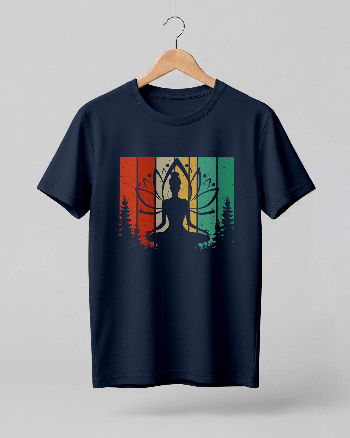 Lotus Sunset Meditation Cotton Half Sleeve T-Shirt