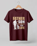 Xenovaurban graphic half sleeve T-shirt featuring father and son silhouette illustration and “Father and Son Best Friends for Life” typography.