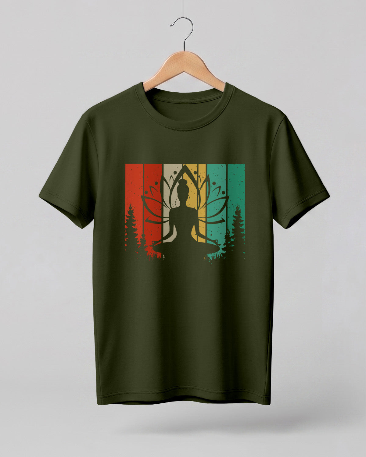 Lotus Sunset Meditation Cotton Half Sleeve T-Shirt