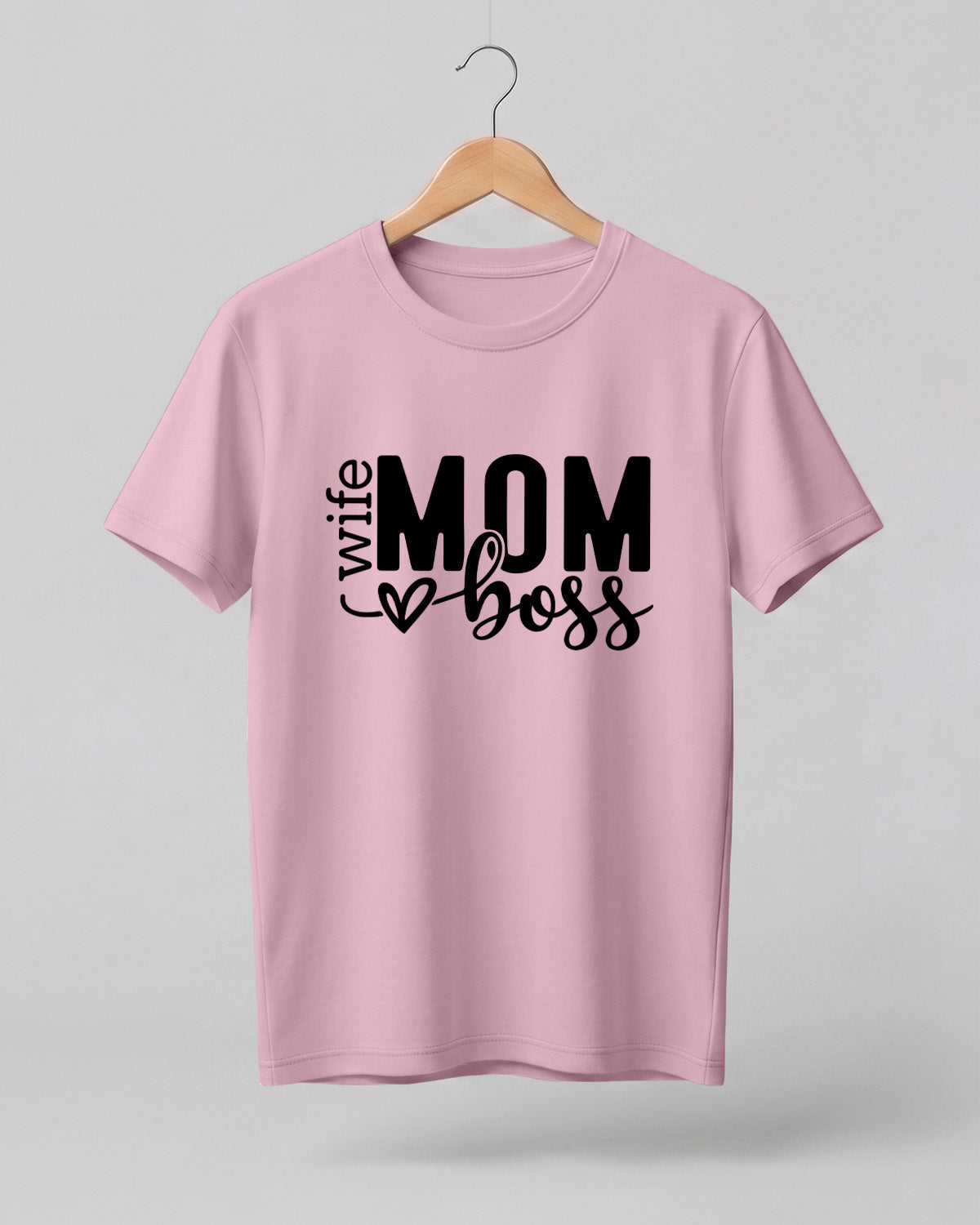 Wife Mom Boss typography graphic half sleeve t-shirt for women