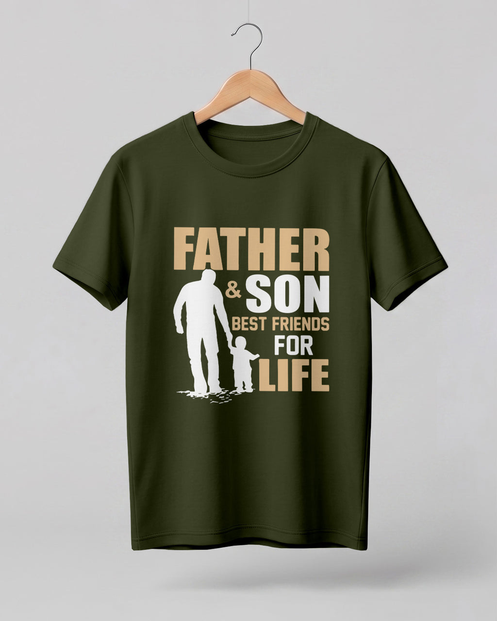 Xenovaurban graphic half sleeve T-shirt featuring father and son silhouette illustration and “Father and Son Best Friends for Life” typography.