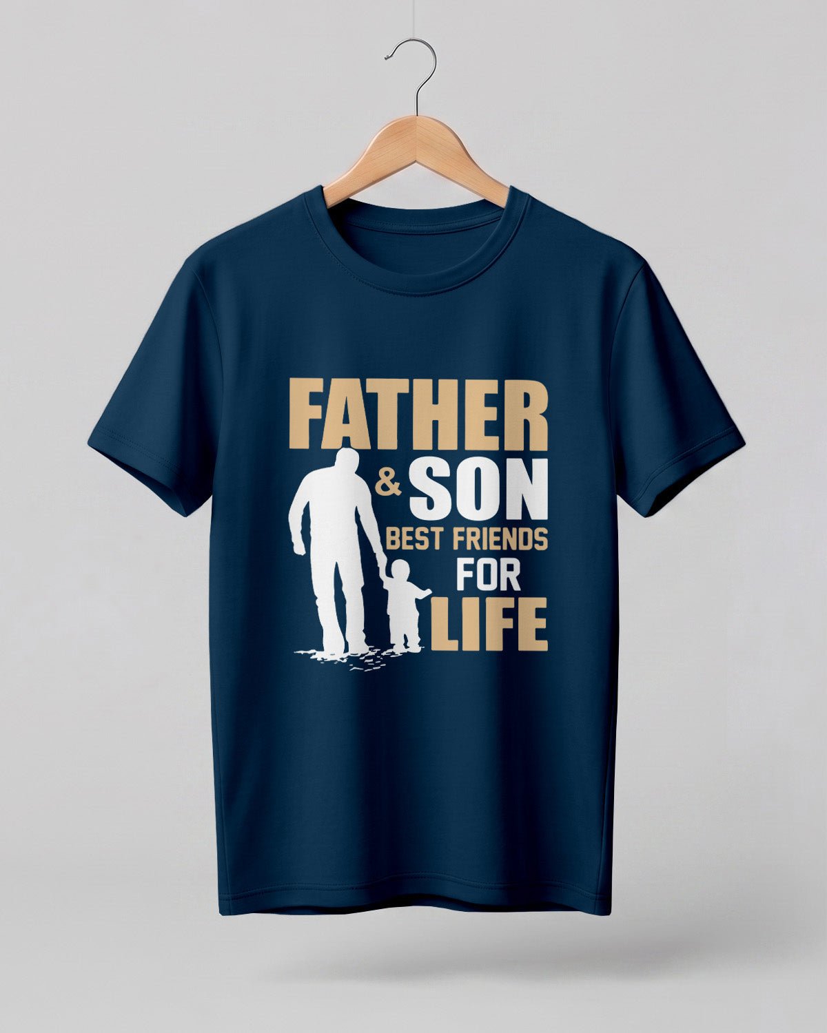 Xenovaurban graphic half sleeve T-shirt featuring father and son silhouette illustration and “Father and Son Best Friends for Life” typography.