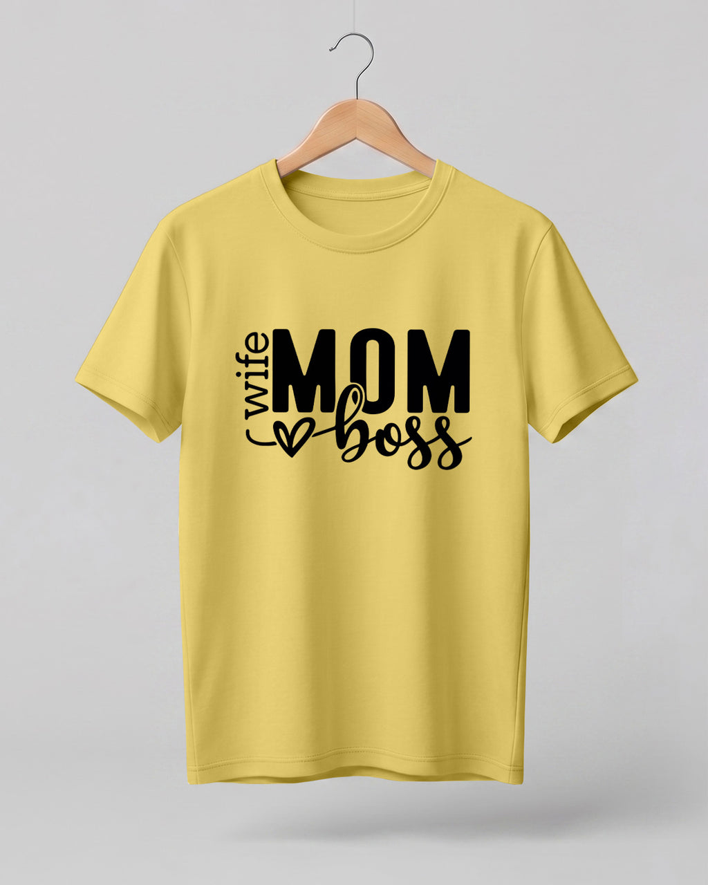 Wife Mom Boss typography graphic half sleeve t-shirt for women