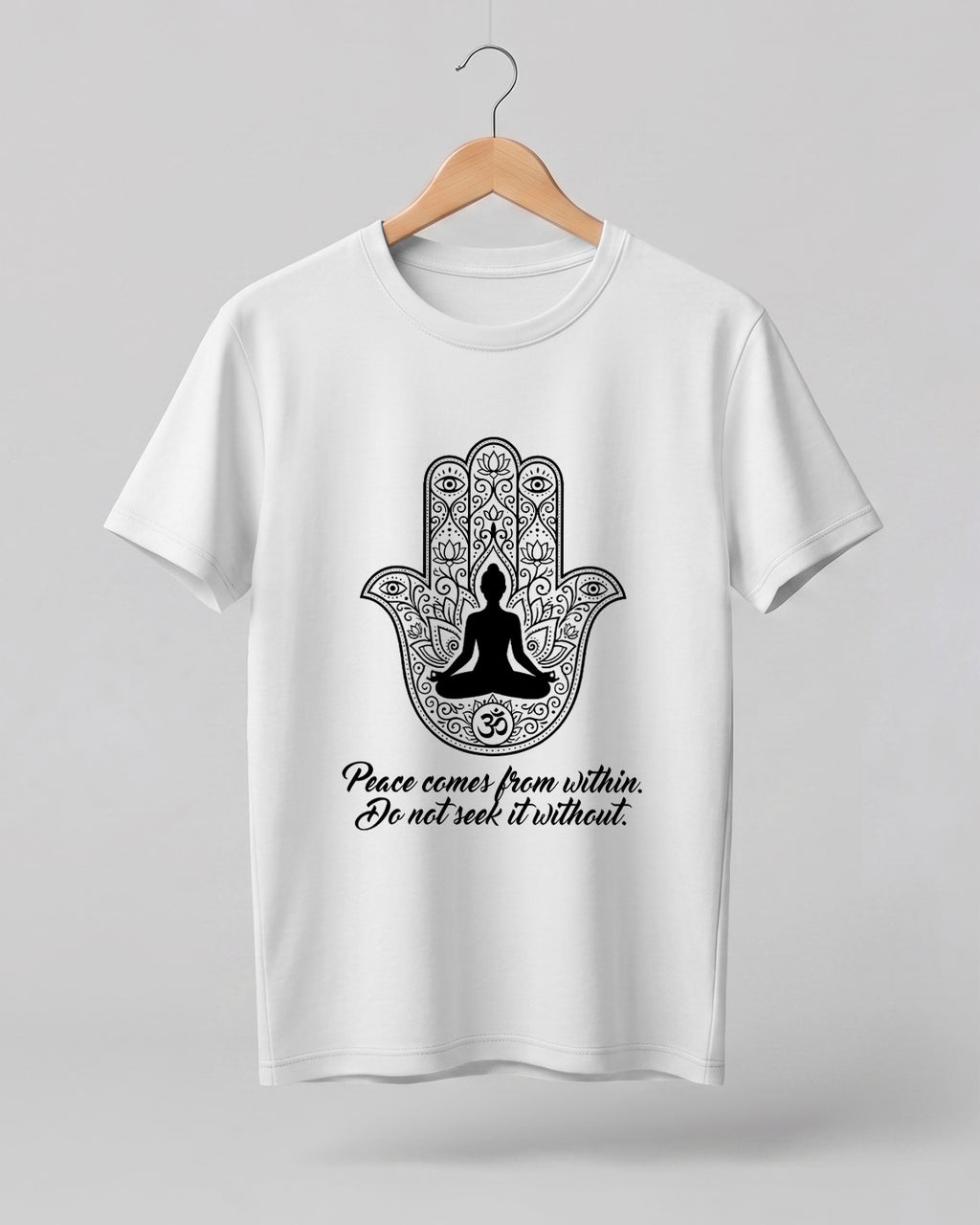 Hamsa Hand Meditation Cotton Half Sleeve T-Shirt