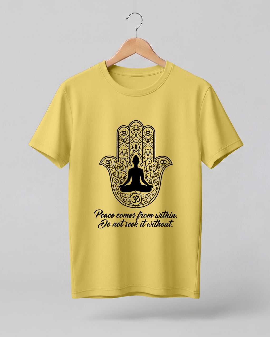 Hamsa Hand Meditation Cotton Half Sleeve T-Shirt