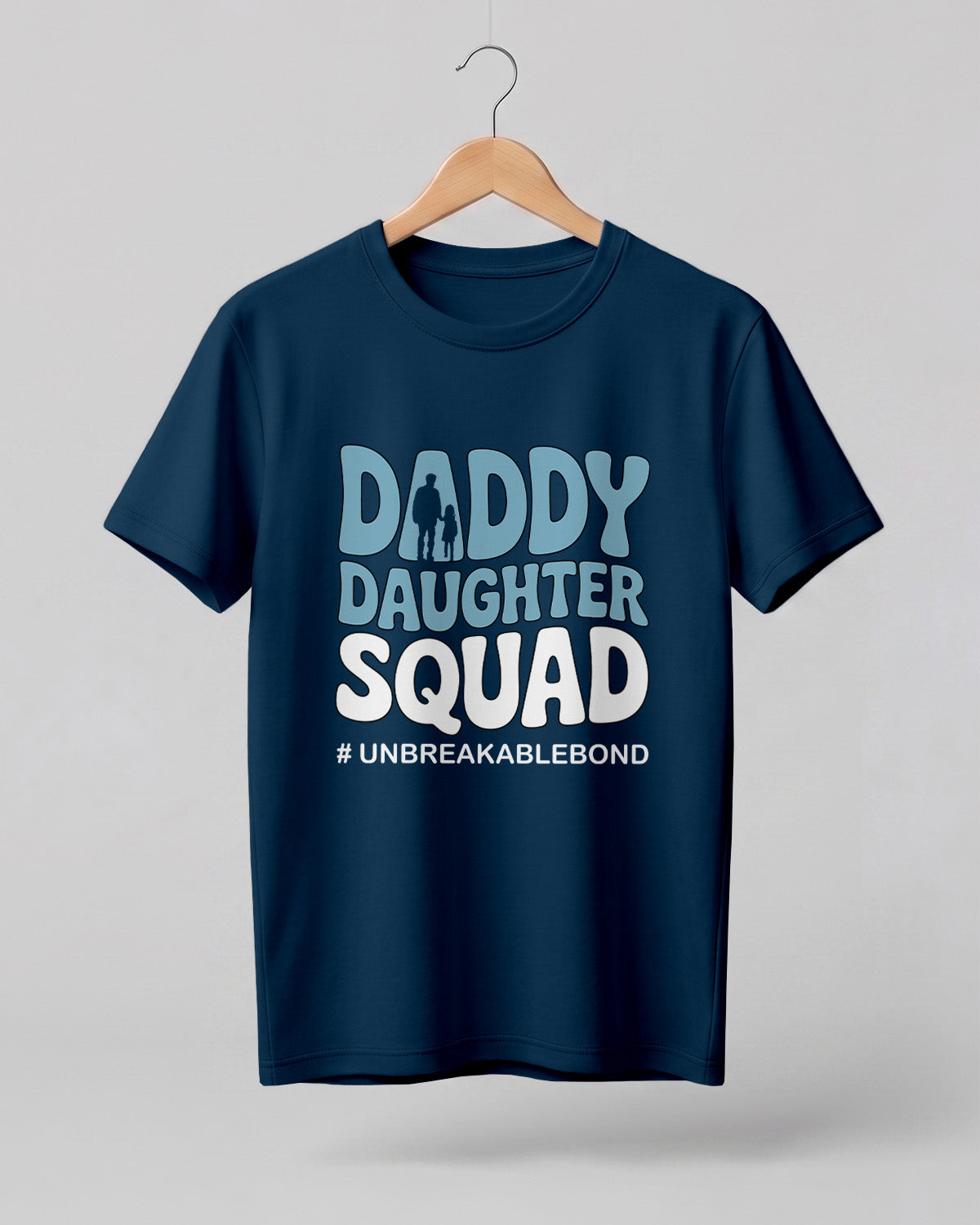 Xenovaurban graphic half sleeve T-shirt featuring bold “DADDY DAUGHTER SQUAD” typography and father-daughter silhouette illustration.