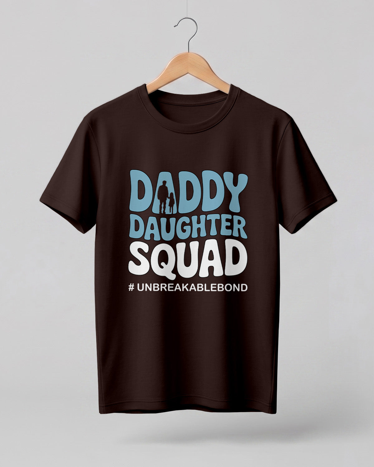 Xenovaurban graphic half sleeve T-shirt featuring bold “DADDY DAUGHTER SQUAD” typography and father-daughter silhouette illustration.