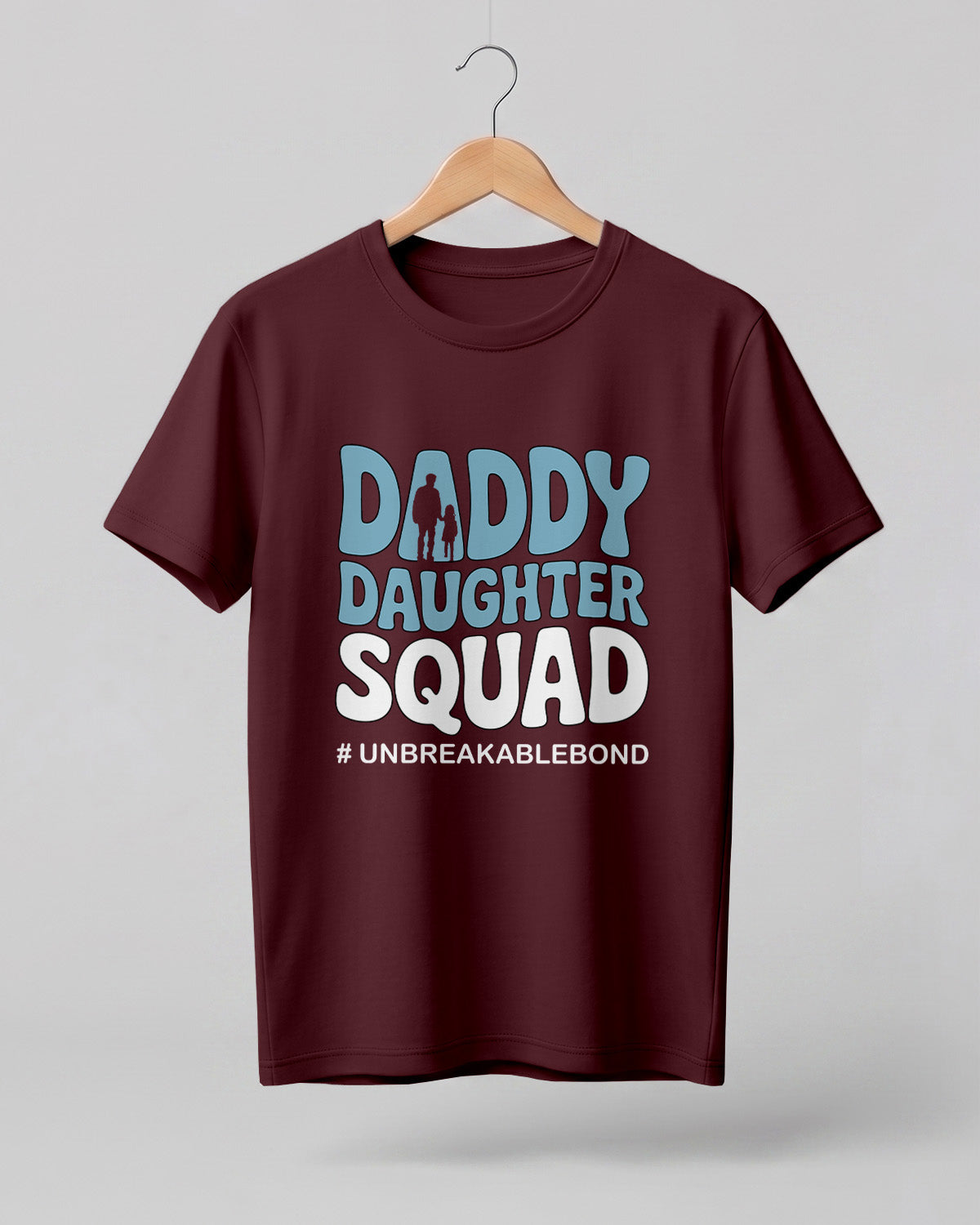 Xenovaurban graphic half sleeve T-shirt featuring bold “DADDY DAUGHTER SQUAD” typography and father-daughter silhouette illustration.