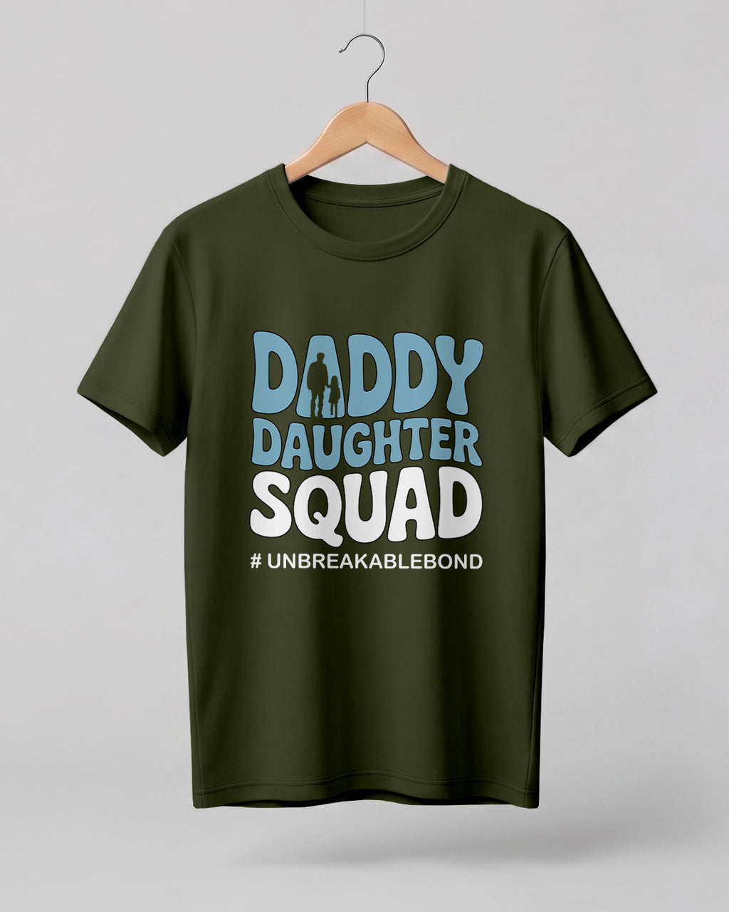 Xenovaurban graphic half sleeve T-shirt featuring bold “DADDY DAUGHTER SQUAD” typography and father-daughter silhouette illustration.