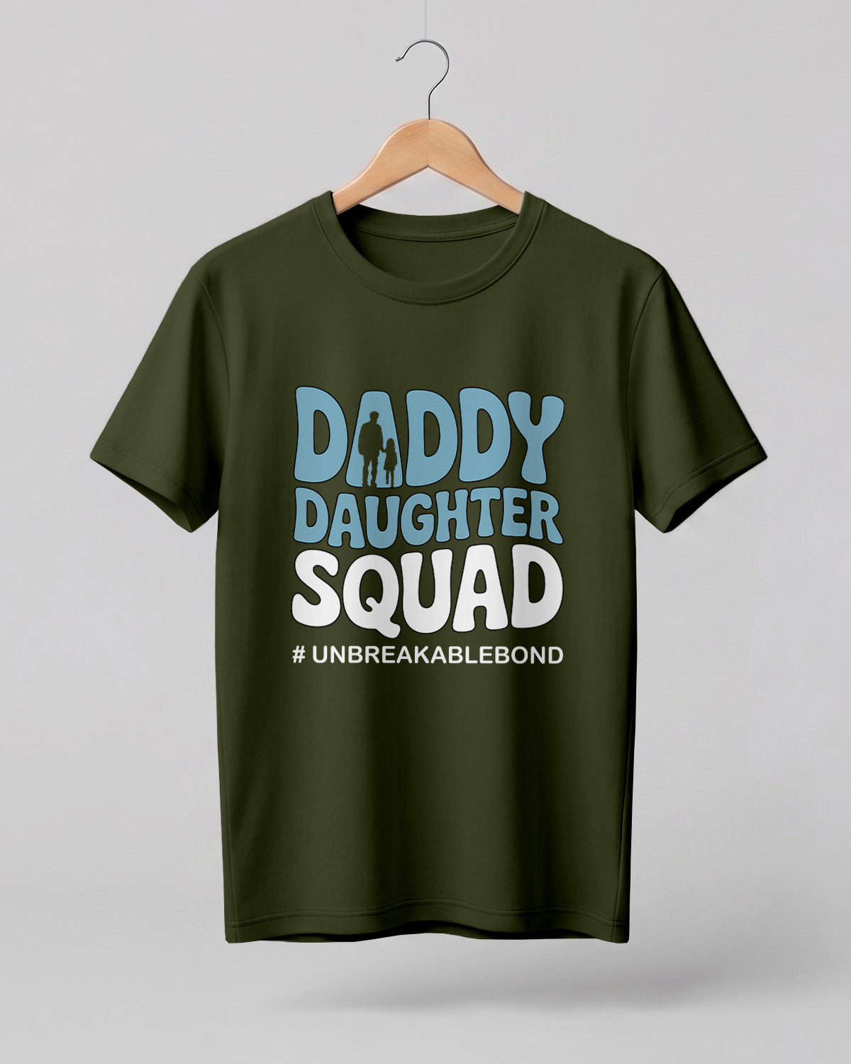 Xenovaurban graphic half sleeve T-shirt featuring bold “DADDY DAUGHTER SQUAD” typography and father-daughter silhouette illustration.